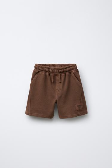 PLUSH BERMUDA SHORTS WITH LABEL - Brown by Zara