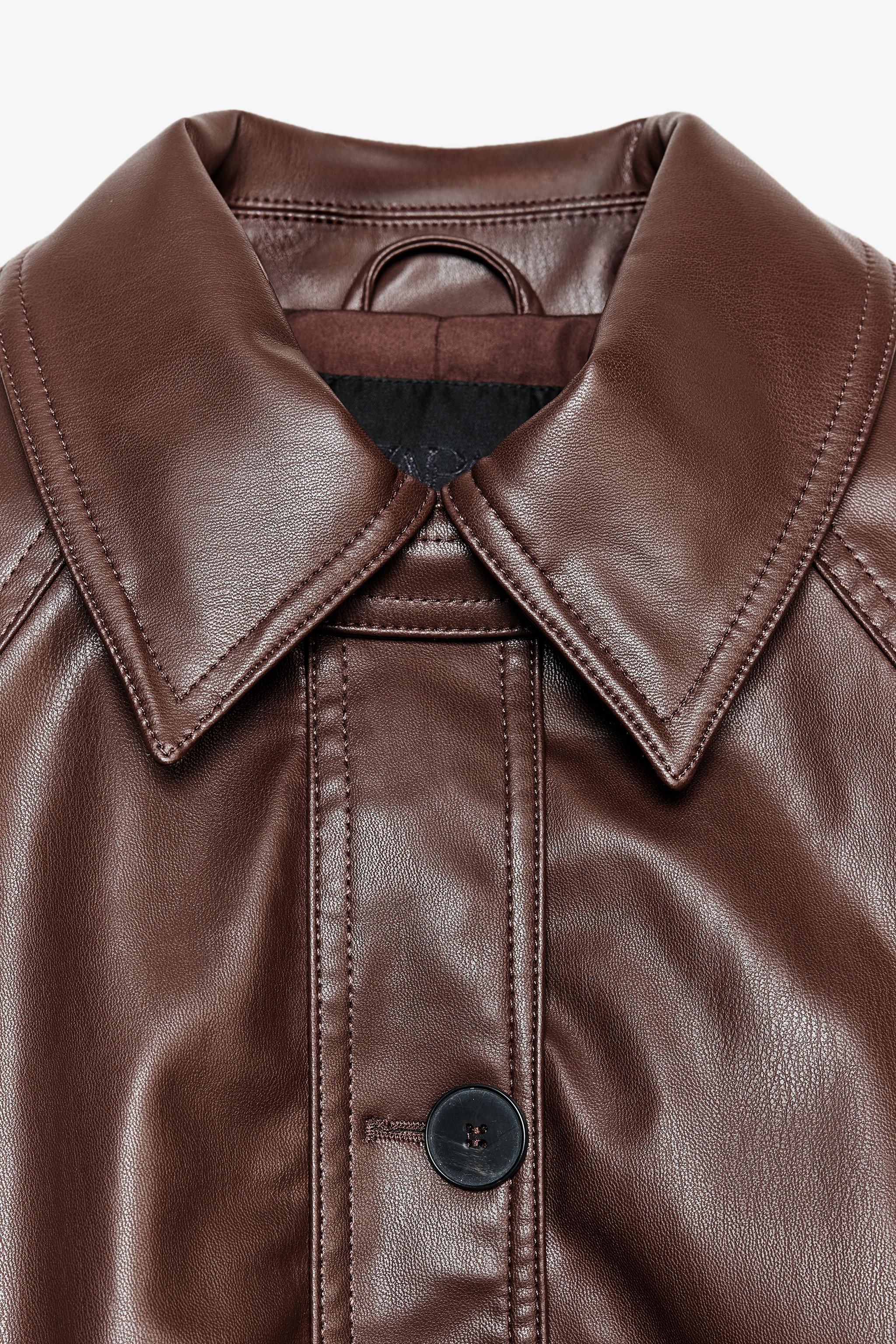 ZARA ショートフェイクレザートレンチコート ZARA ショートフェイクレザートレンチコート ショート丈フェイク