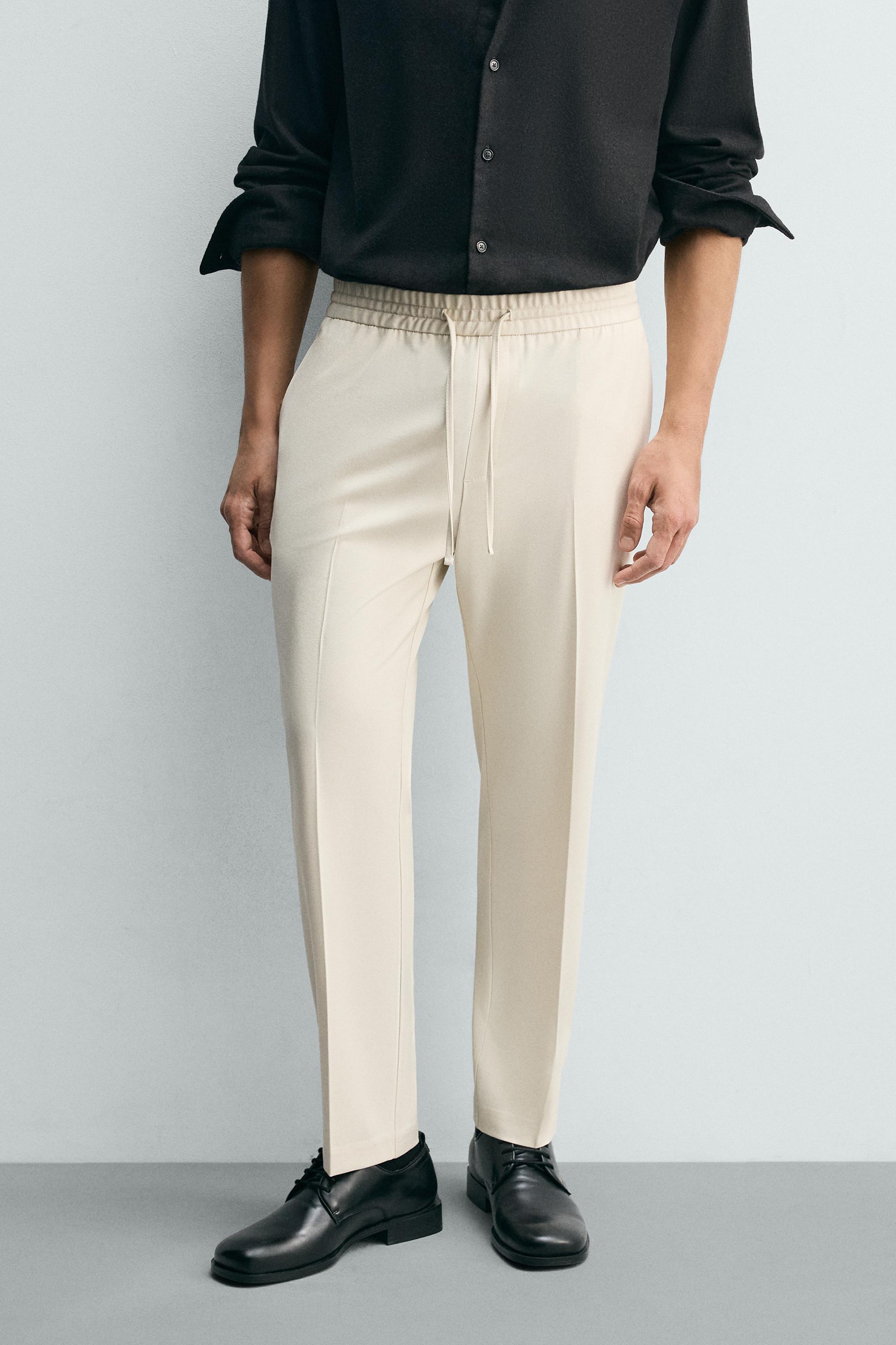 COMFORT JOGGER WAIST PANTS — Mid-ecru (alternate view)