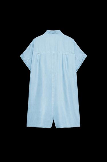 Zara FLOWY JUMPSUIT WITH POCKETS - Light blue