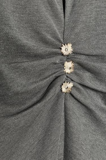 TOP PIQUÉ BOUTONS - Gris anthracite de Zara - Image 7