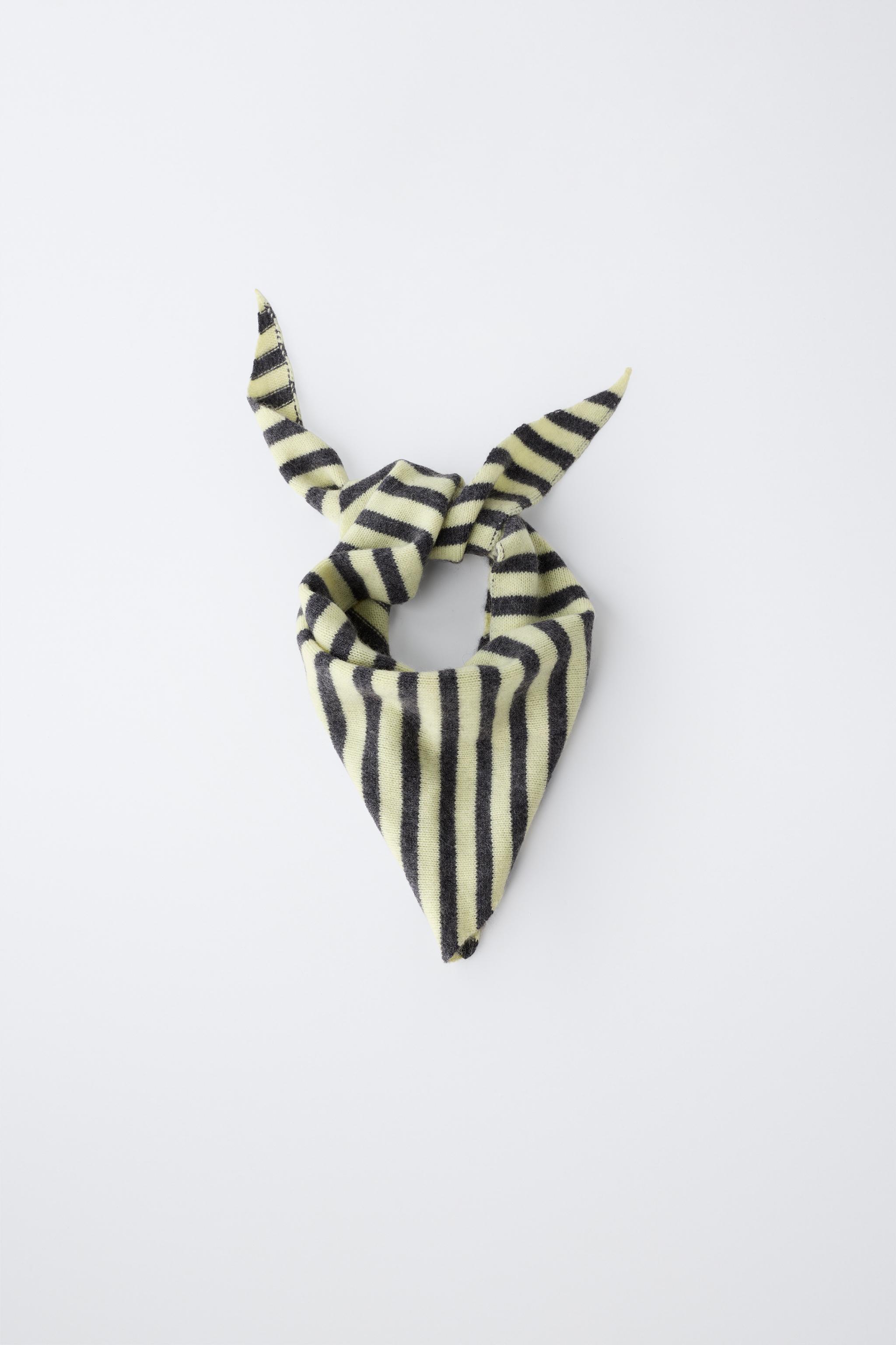 100% Cashmere Striped Scarf, Light Yellow