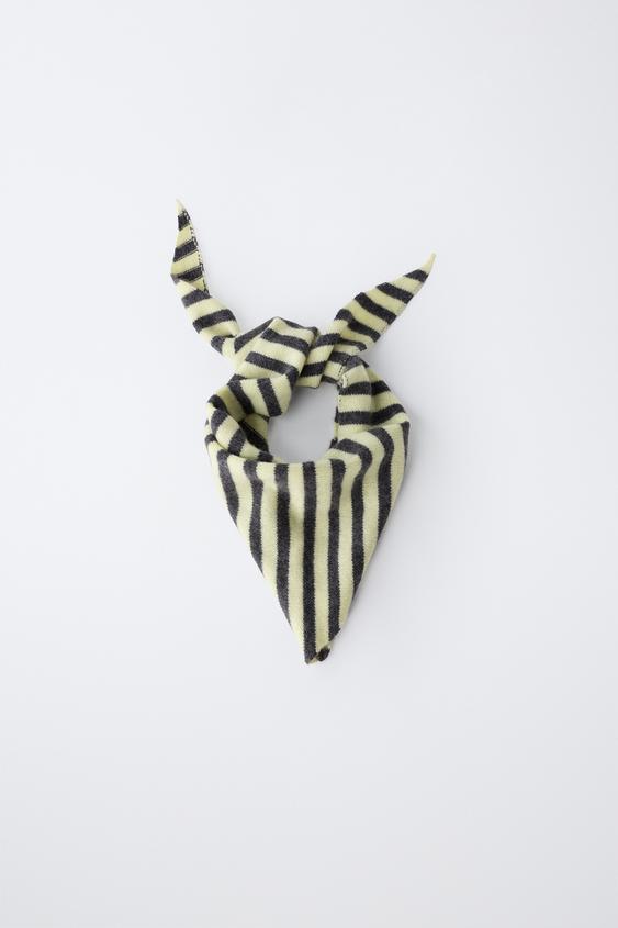 FOULARD TOUR DU COU À RAYURES 100 % CACHEMIRE - Jaune clair de Zara - Image 0