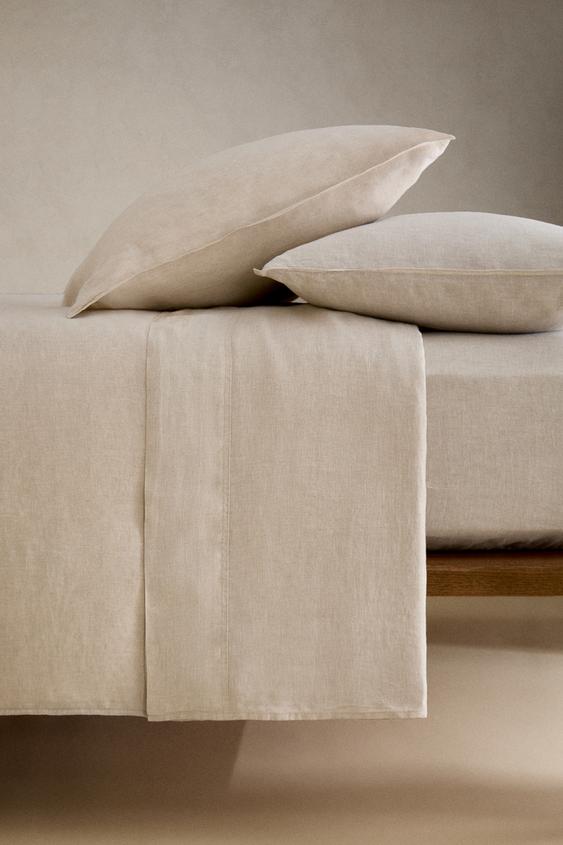 DRAP PLAT LIN DÉLAVÉ (160 G/M²) - Beige clair de Zara - Image 2