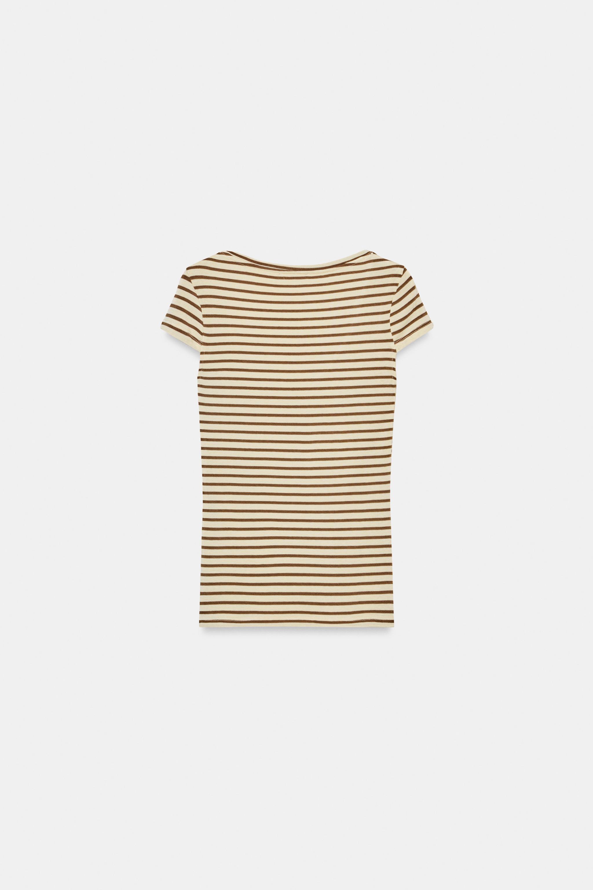 ÇİZGİLİ KISA KOLLU T-SHIRT - Görsel 8