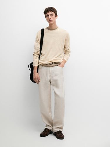 Zara Linen knit crew neck sweater - Yellow