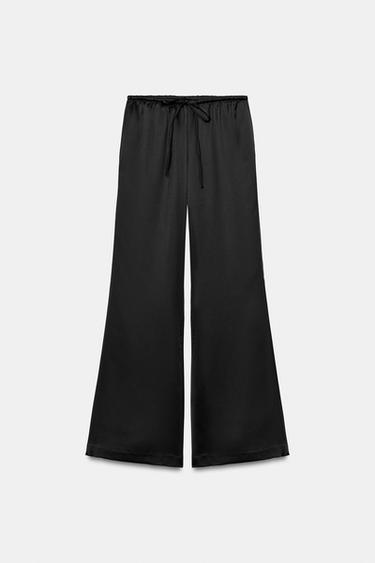 SATIN TROUSERS WITH DRAWSTRINGS - Black by Zara - Image 4