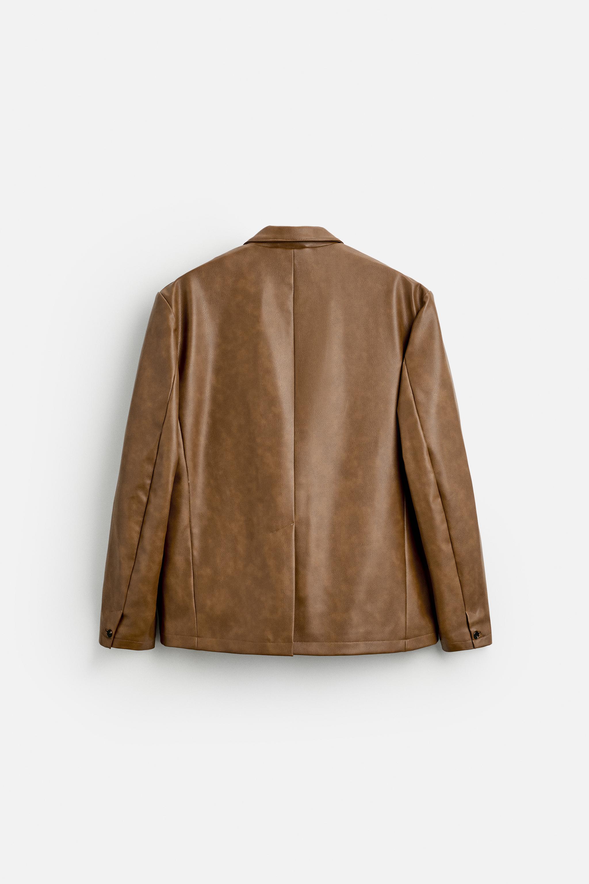 ZARA NEW WOMAN buy FAUX LEATHER BLAZER JACKET CARAMEL BROWN 1255/740 XS,M