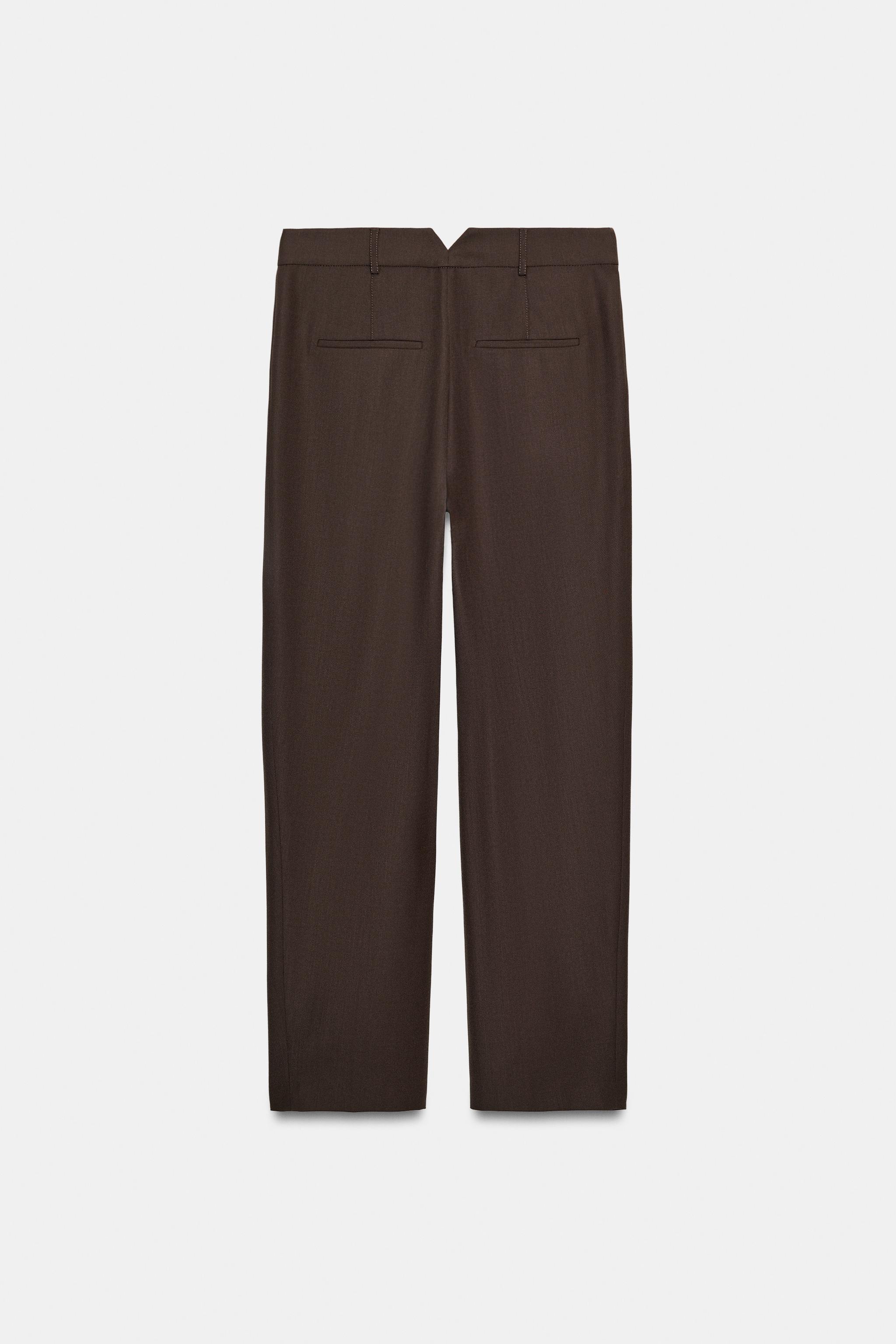 CALÇA DE PREGAS COM LÃ ZW COLLECTION - Vison | ZARA Brasil