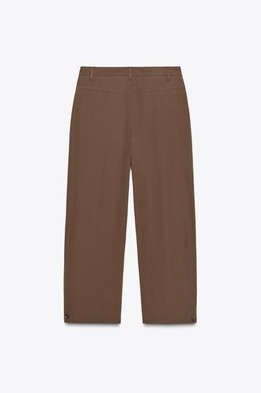ZW COLLECTION DARTED TROUSERS WITH BELT LOOPS - Brown by Zara - Image 8