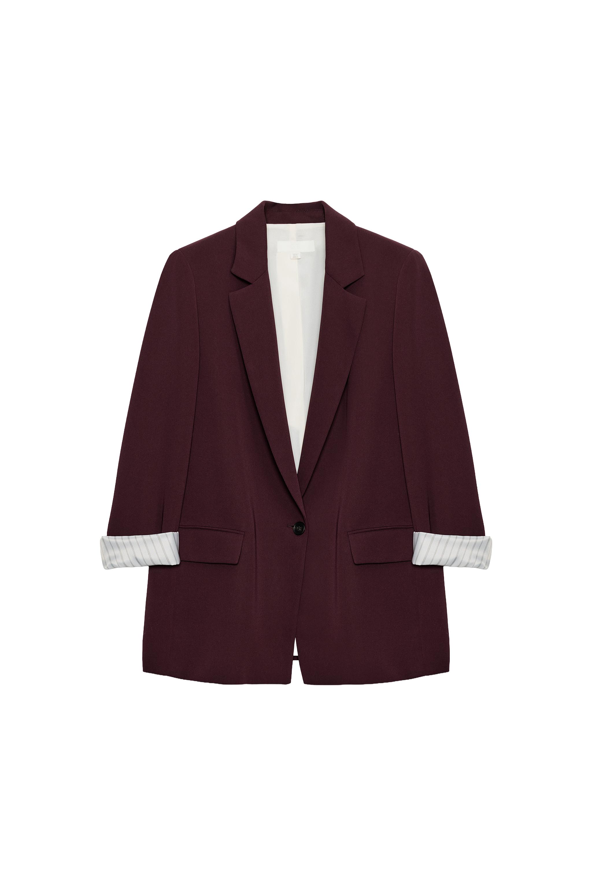 BLAZER WITH SHOULDER PADS AND PRINTED CUFFS