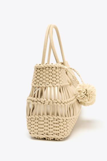 SAC À MAIN TRESSÉ - Beige de Zara - Image 4