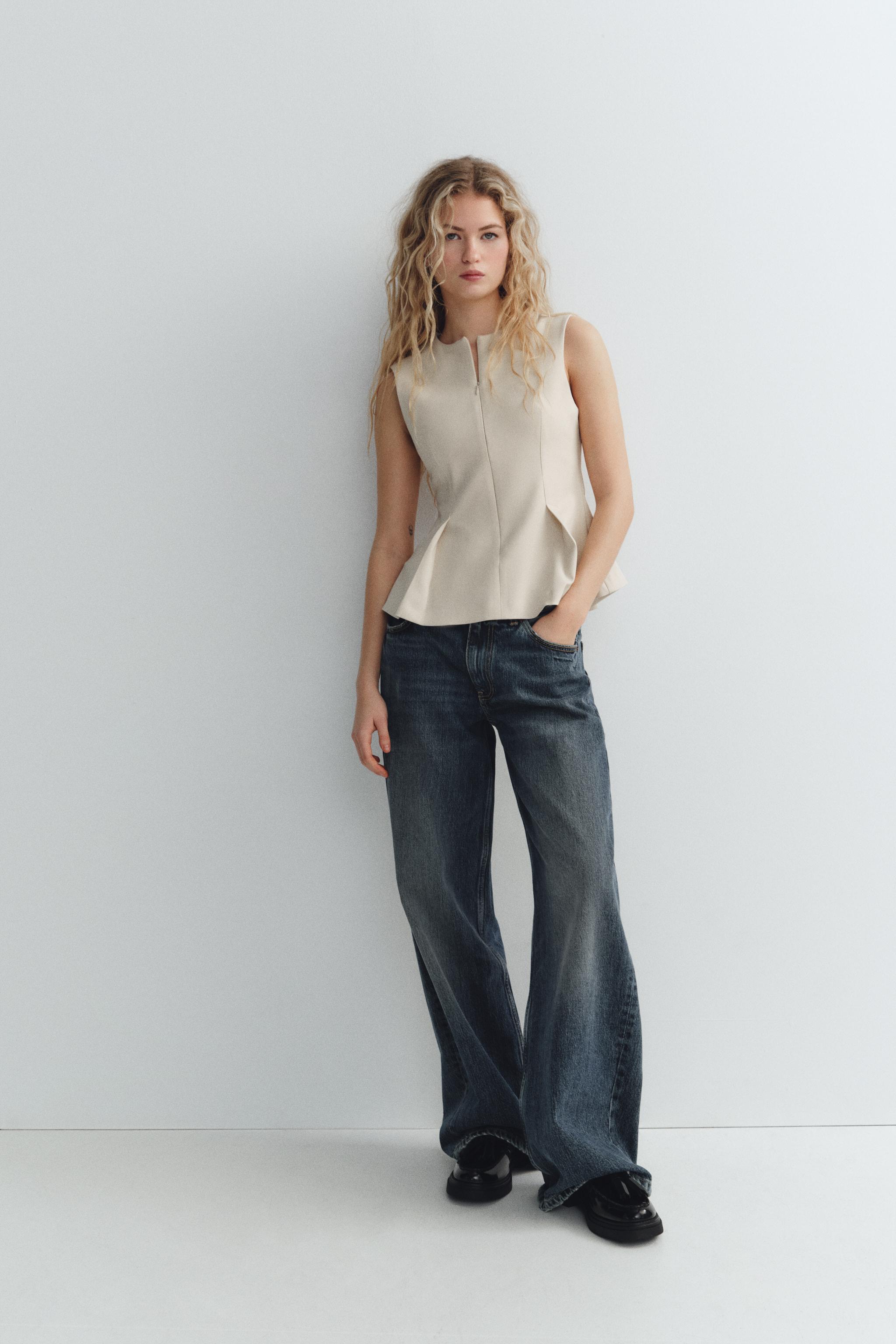 DART PEPLUM TOP - Navy blue | ZARA United States