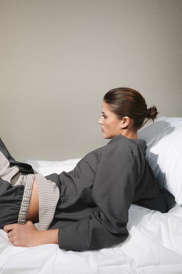 STRIPED VISCOSE BLEND TROUSERS - Dark anthracite by Zara - Image 6