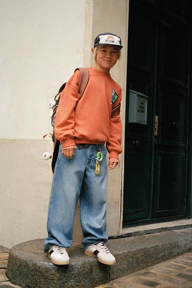 Zara SKATER STRAIGHT LEG JEANS - Mid-blue