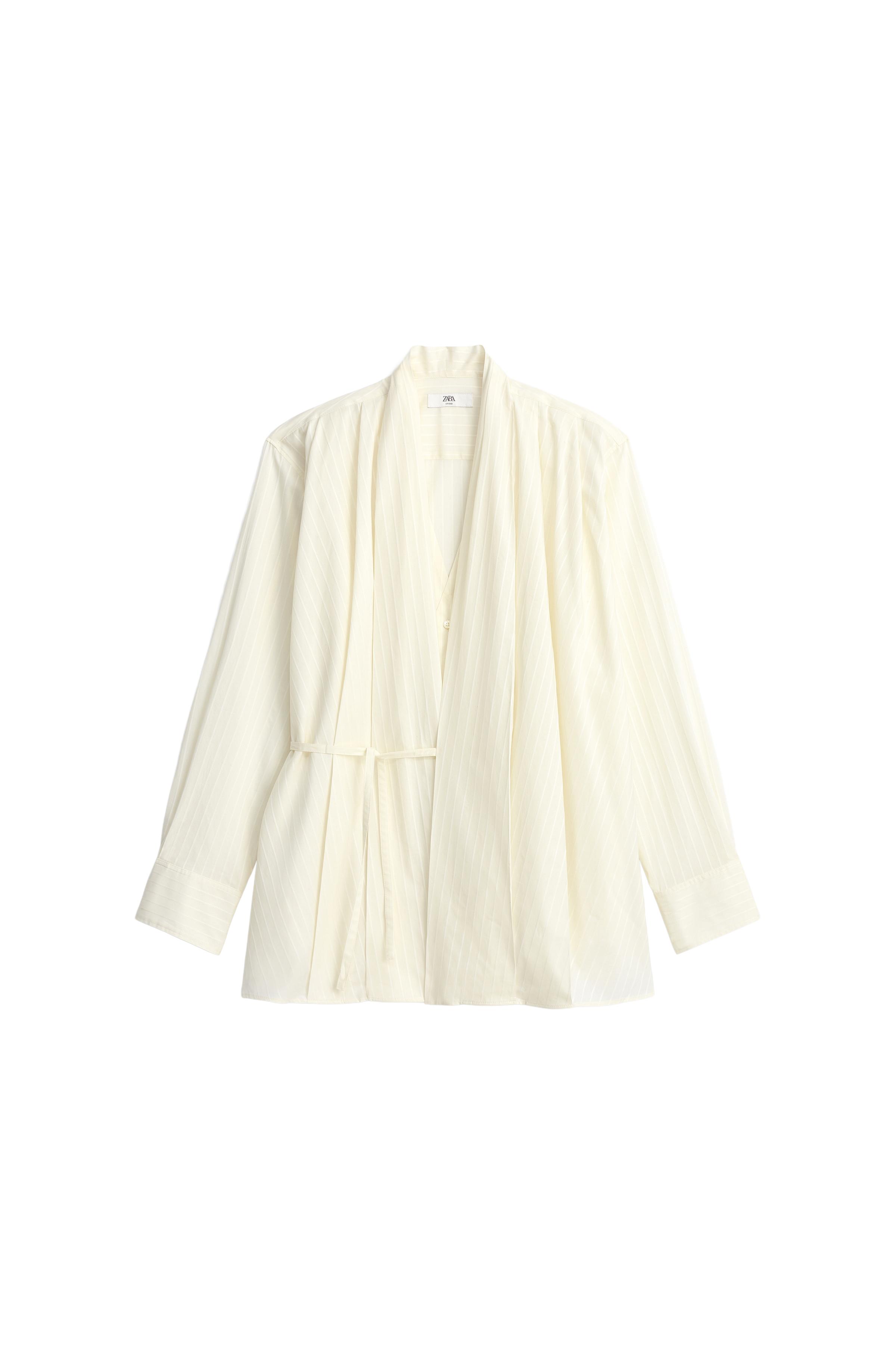 ÇİZGİLİ JAKARLI KİMONO GÖMLEK