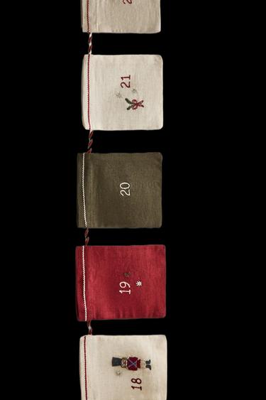 CHRISTMAS EMBROIDERED ADVENT CALENDAR GARLAND - Multicoloured by Zara