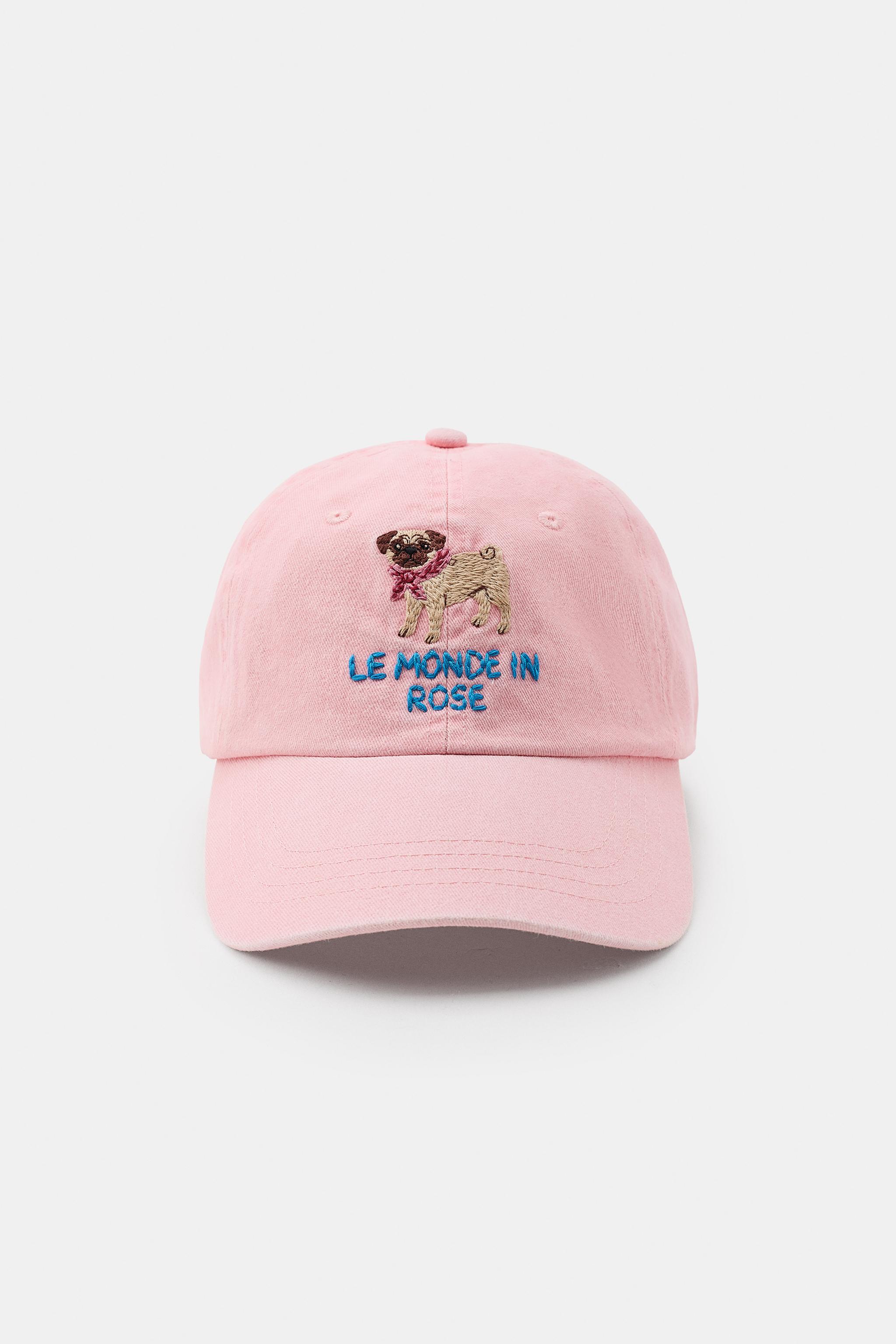 TWILL DOG TEXT CAP — Pink