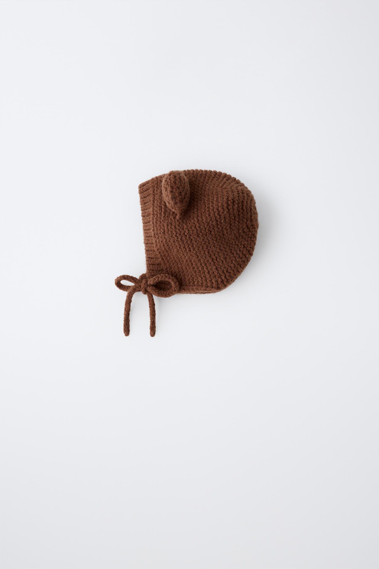 KNIT EAR BEANIE — taupe brown