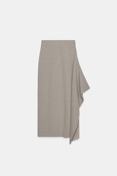 JUPE MI-LONGUE ASYMÉTRIQUE - Marron clair de Zara