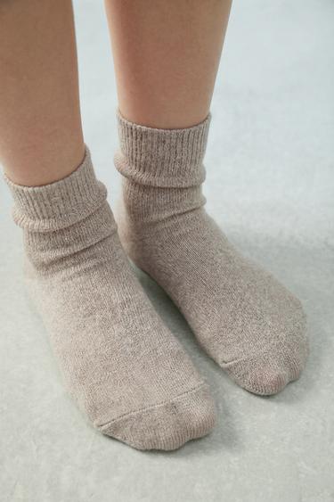 LOT DE DEUX CHAUSSETTES MI-HAUTES - Marron clair de Zara - Image 5