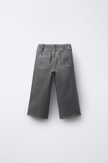 JEAN MARINE FLEURS BRODÉES - Gris de Zara