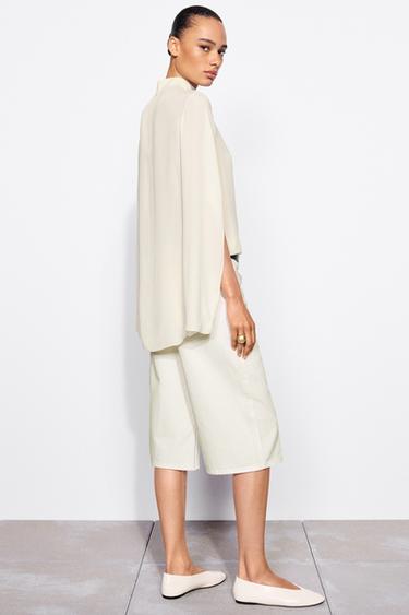 FLAT LEATHER BALLET FLATS - Ecru White by Zara