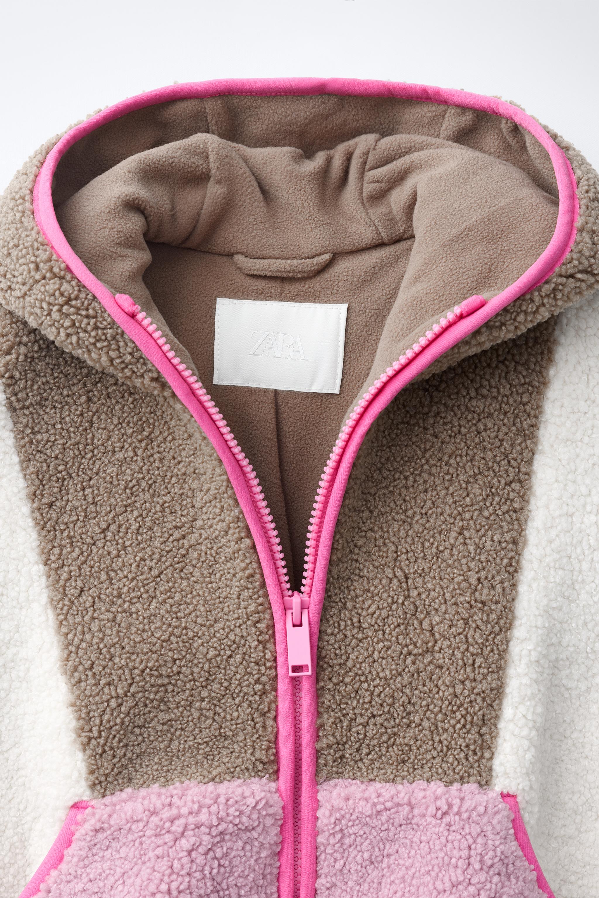 VESTE EFFET DAIM À BLOCS DE COULEUR