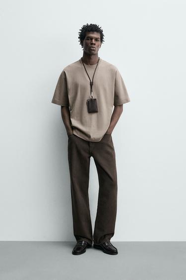 HRUBÉ TRIČKO REGULAR FIT - Hnedá / Šedohnedá zn. Zara