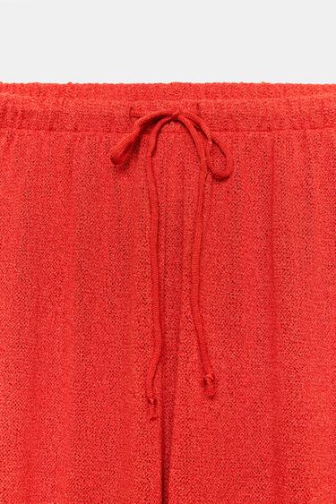 RUSTIC WIDE-LEG TROUSERS - Red by Zara - Image 7