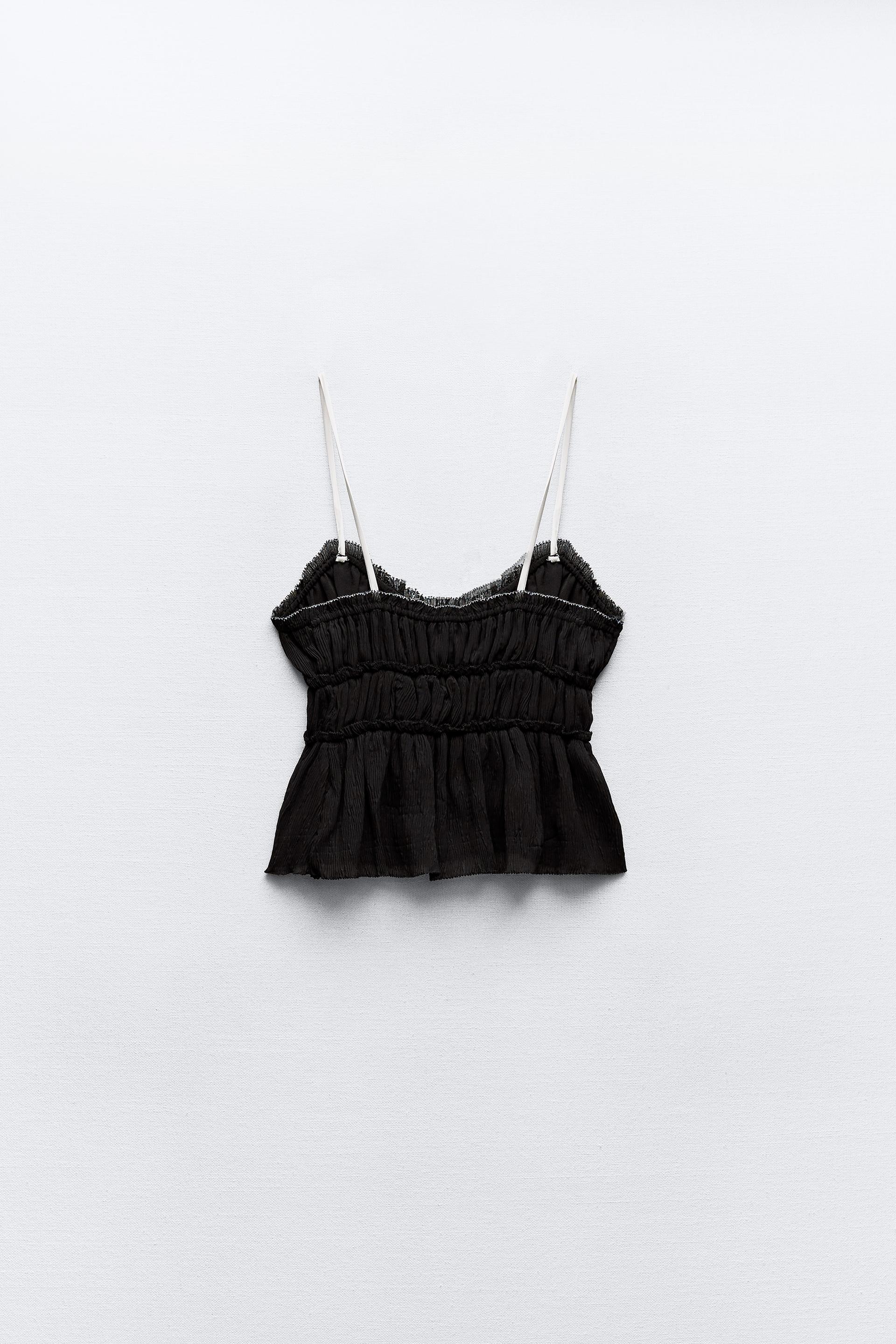 LITTLE BOW TEXTURED TOP - Black