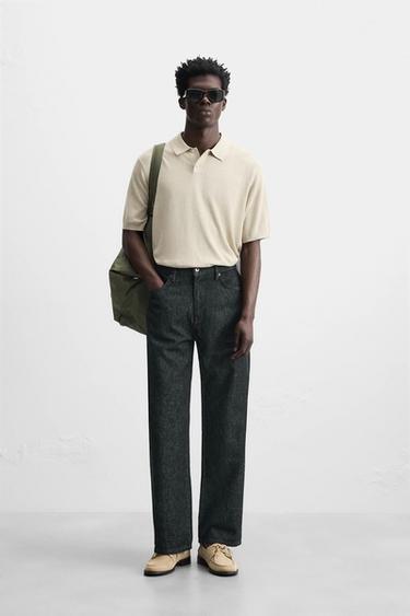 CALÇA RETA ALGODÃO - CÂNHAMO - Azul da Zara