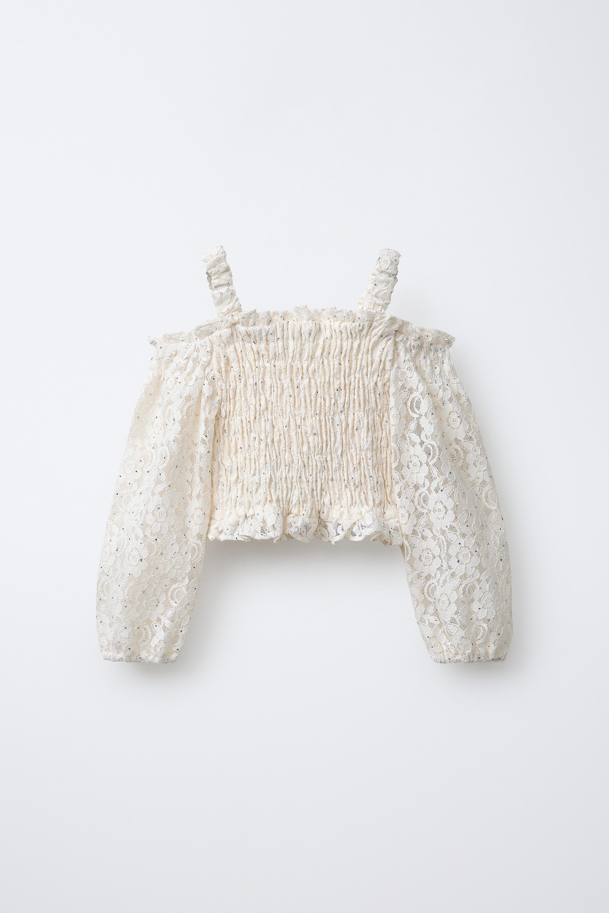 SHINY ELASTICATED TOP - Ecru | ZARA India