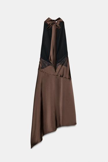 ASYMMETRIC SHORT DRESS WITH BOW - Brown by Zara - Image 8