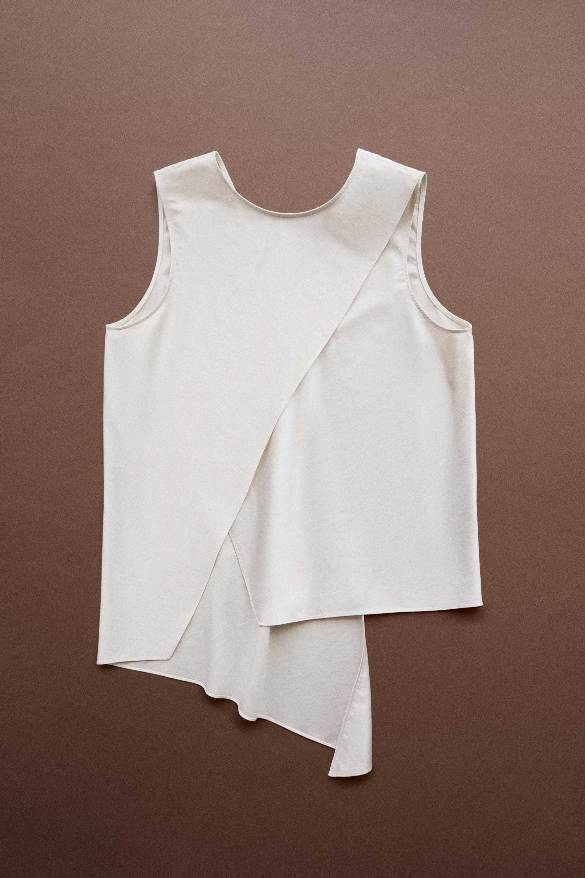 Asymmetric wrap top - STUDIO — Ecru