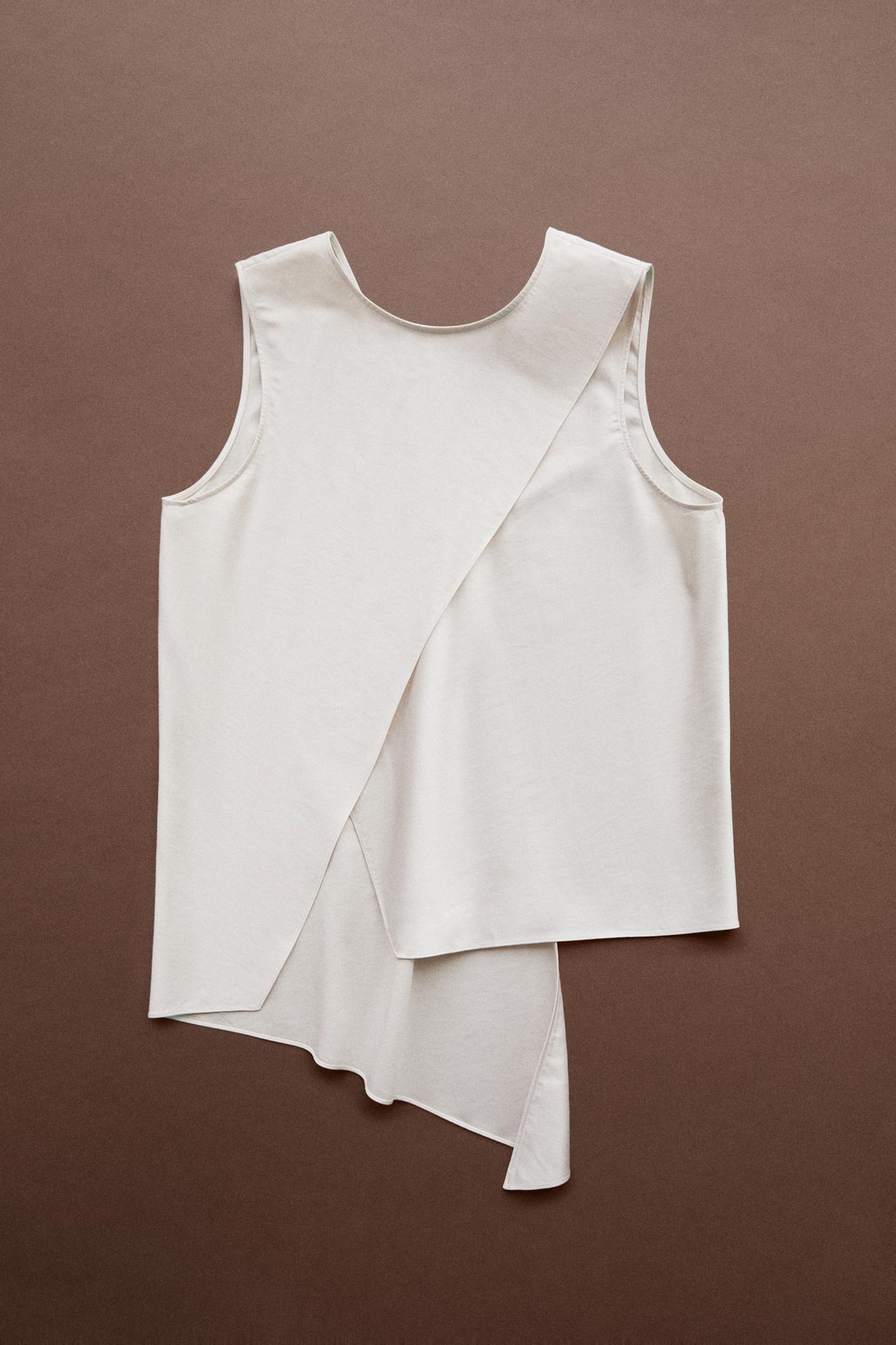 Asymmetric wrap top - STUDIO — Ecru