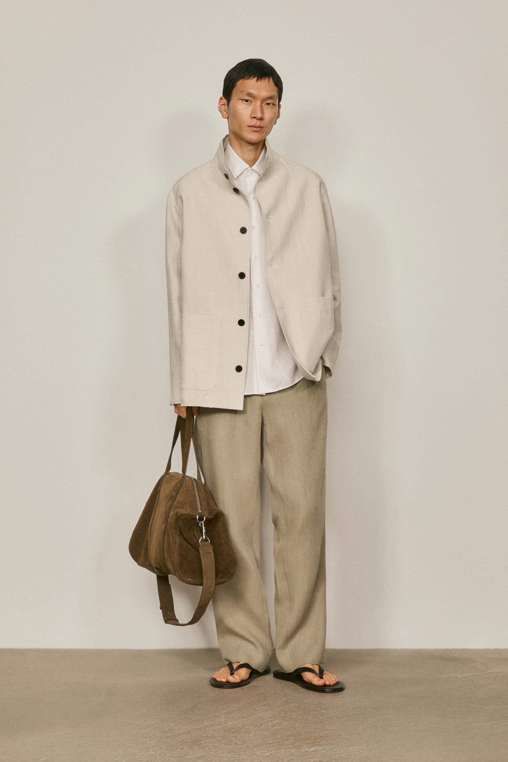 High neck linen jacket - LIMITED EDITION — Sand