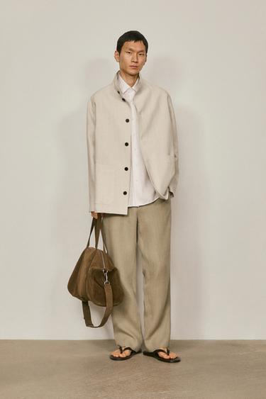 Zara Linen high neck jacket - LIMITED EDITION - Sand - Image 0
