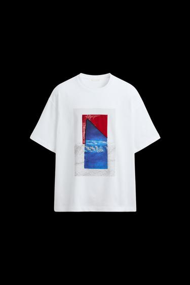 Zara PRINTED PATCH T-SHIRT - White - Image 0