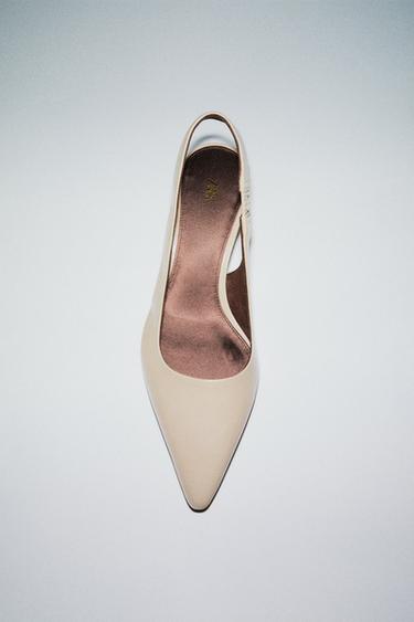 Zara KITTEN HEEL SLINGBACK SHOES - Taupe Gray