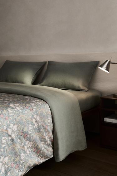 MORRIS & CO. COTTON SATEEN DUVET COVER - Green by Zara