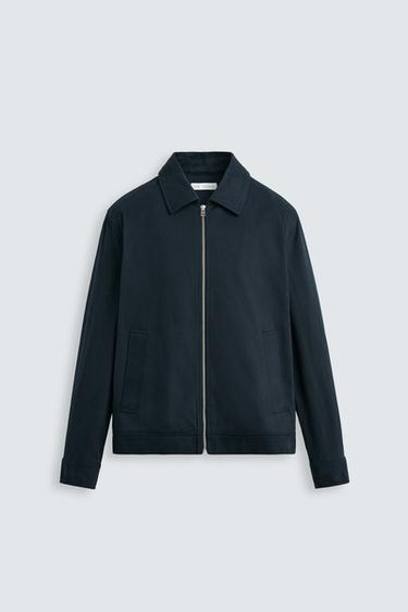 Zara REGULAR FIT COTTON JACKET - Navy blue