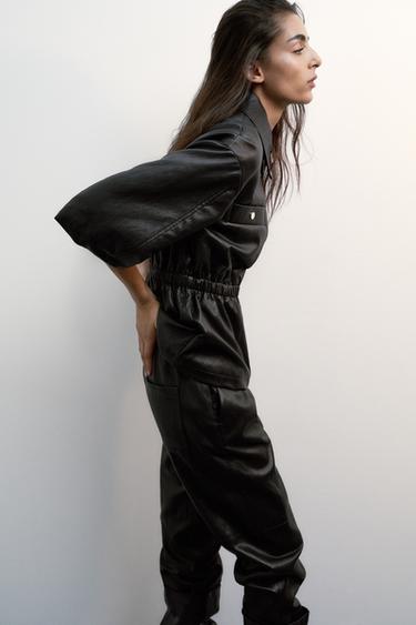 FAUX LEATHER BLAZER - Black by Zara - Image 3