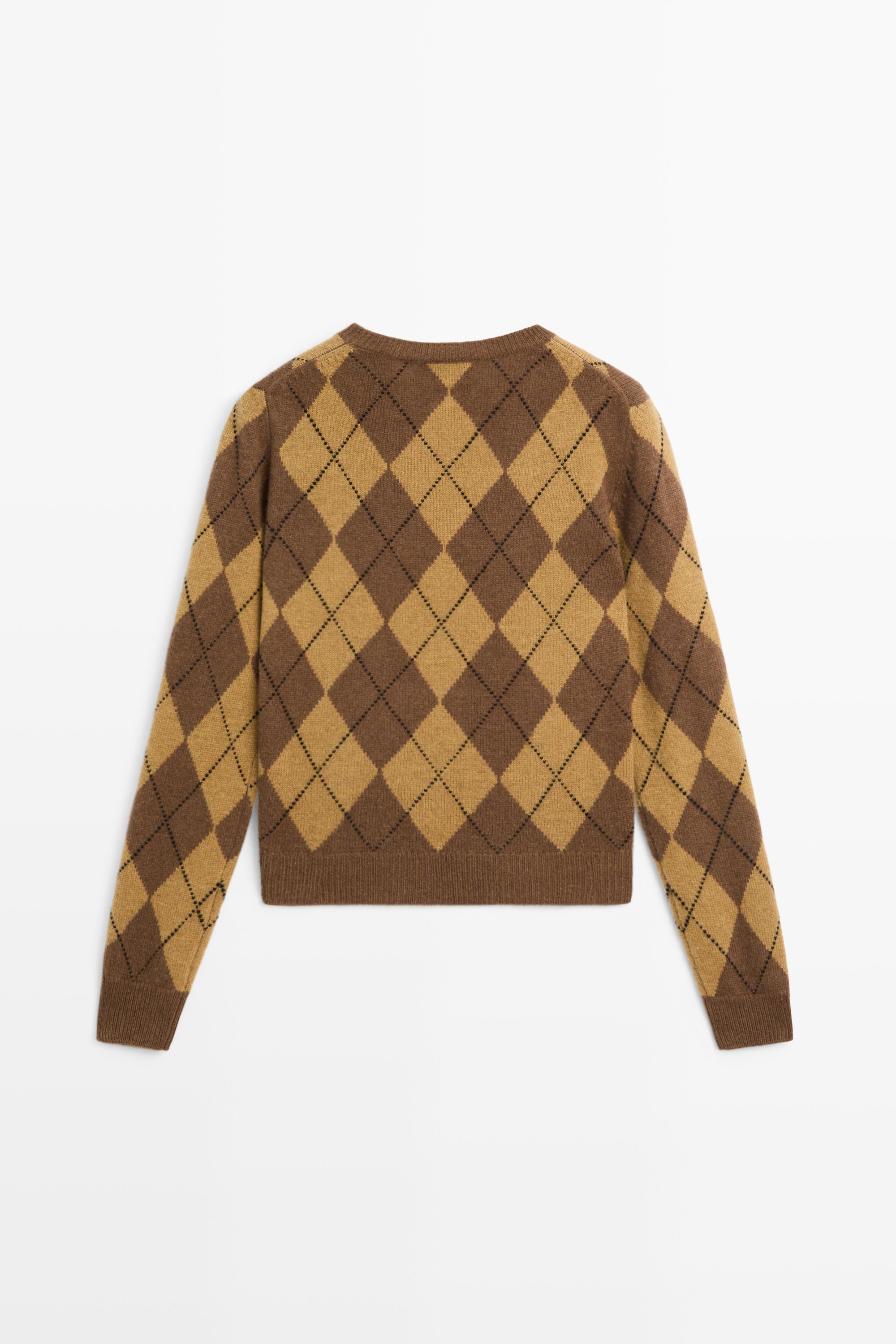 100% wool diamond knit sweater