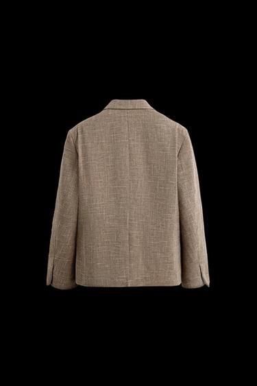 Zara TEXTURED DOUBLE BREASTED BLAZER - Mid-camel