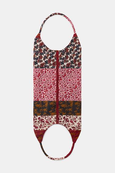 MAXI 100% COTTON FLORAL PRINT BAG - Burgundy by Zara - Image 3