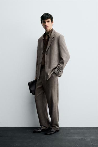TEXTURED SUIT BLAZER - Light brown by Zara - Image 3