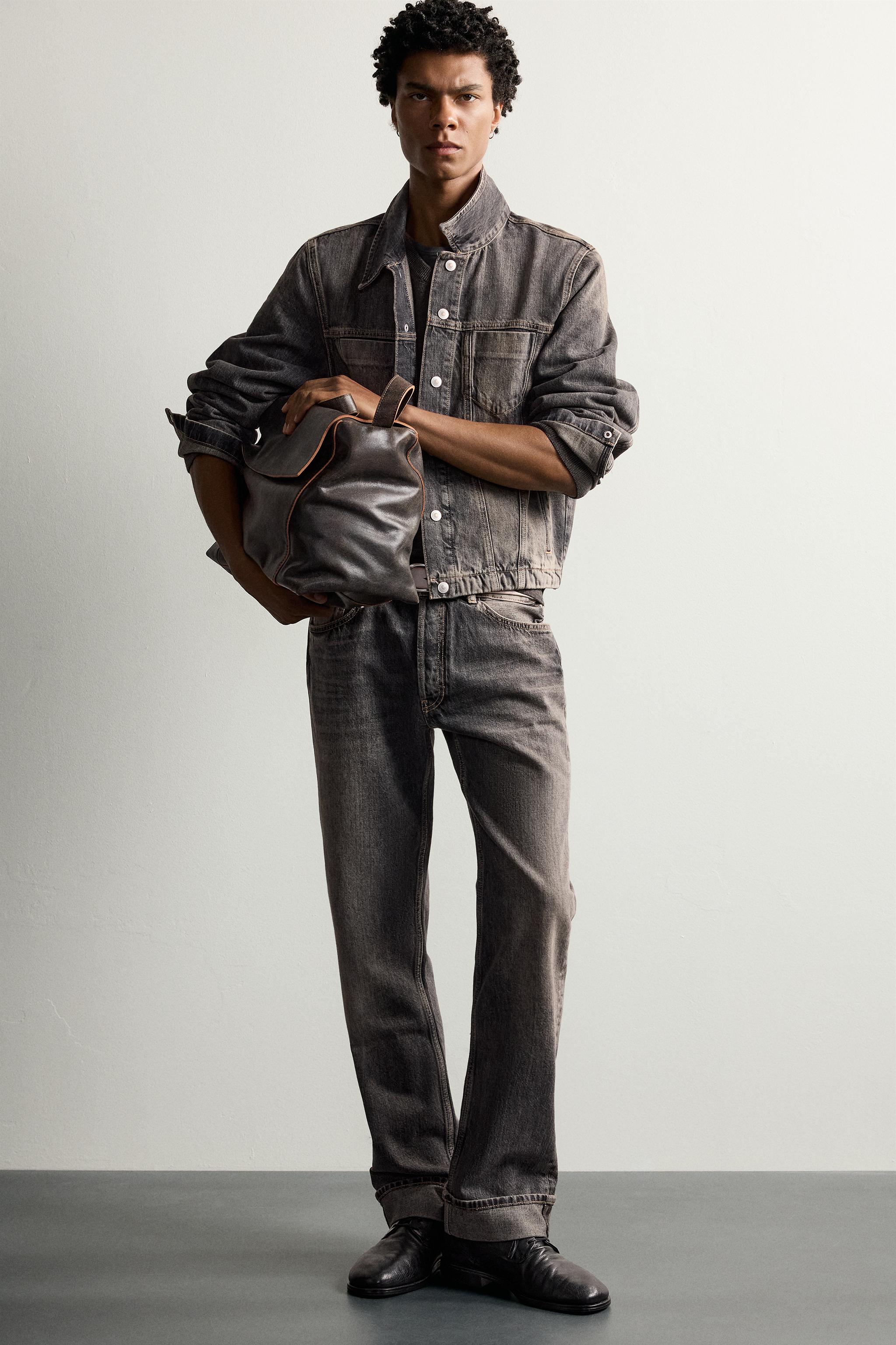 CONTRAST CUFF STRAIGHT JEANS