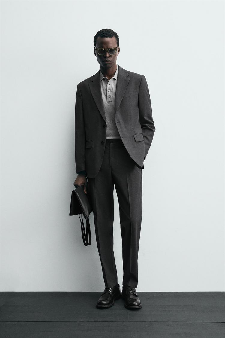CHECK SUIT BLAZER Anthracite Grey ZARA Spain - Main Image