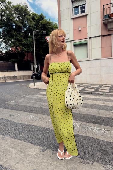 Zara POLKA DOT MIDI DRESS - Multicolored - Image 0